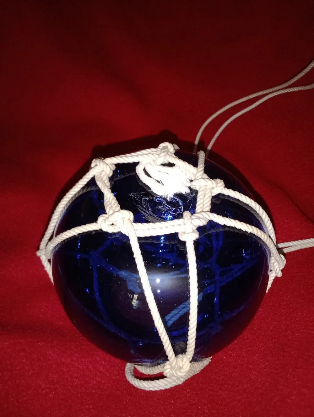 Vintage Blue Glass Ball Hanging Planter 4 1/2